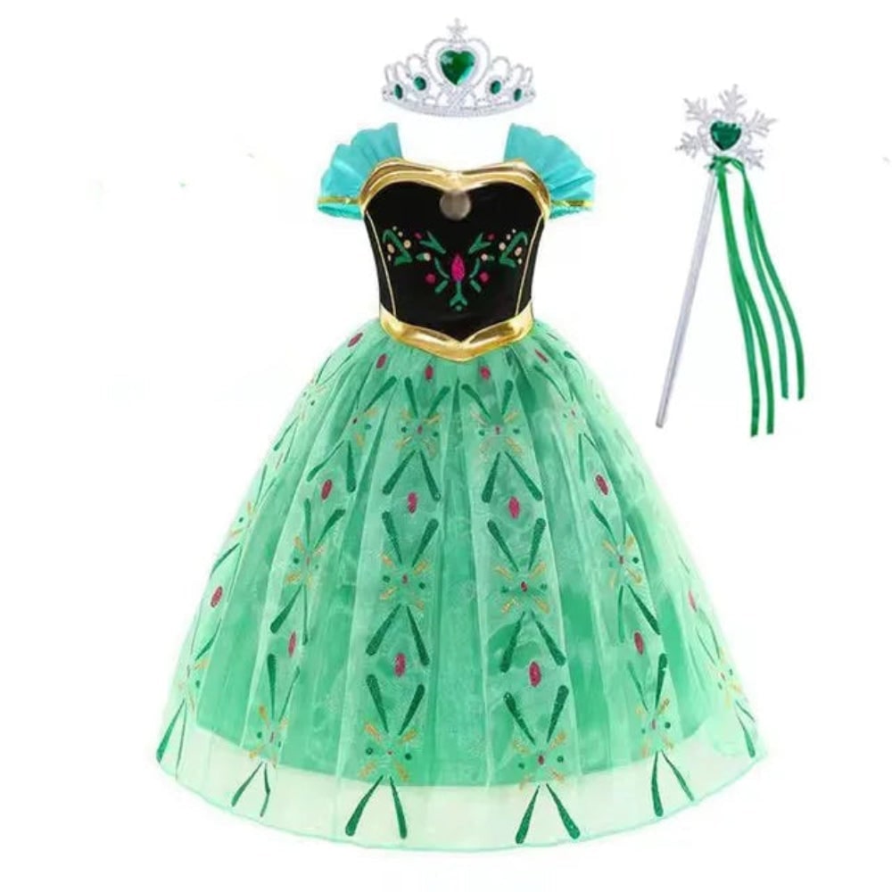 Halloween prinsessenkostuum en jurken voor meisjes voor verkleedspelletjes, tiara en handschoenen