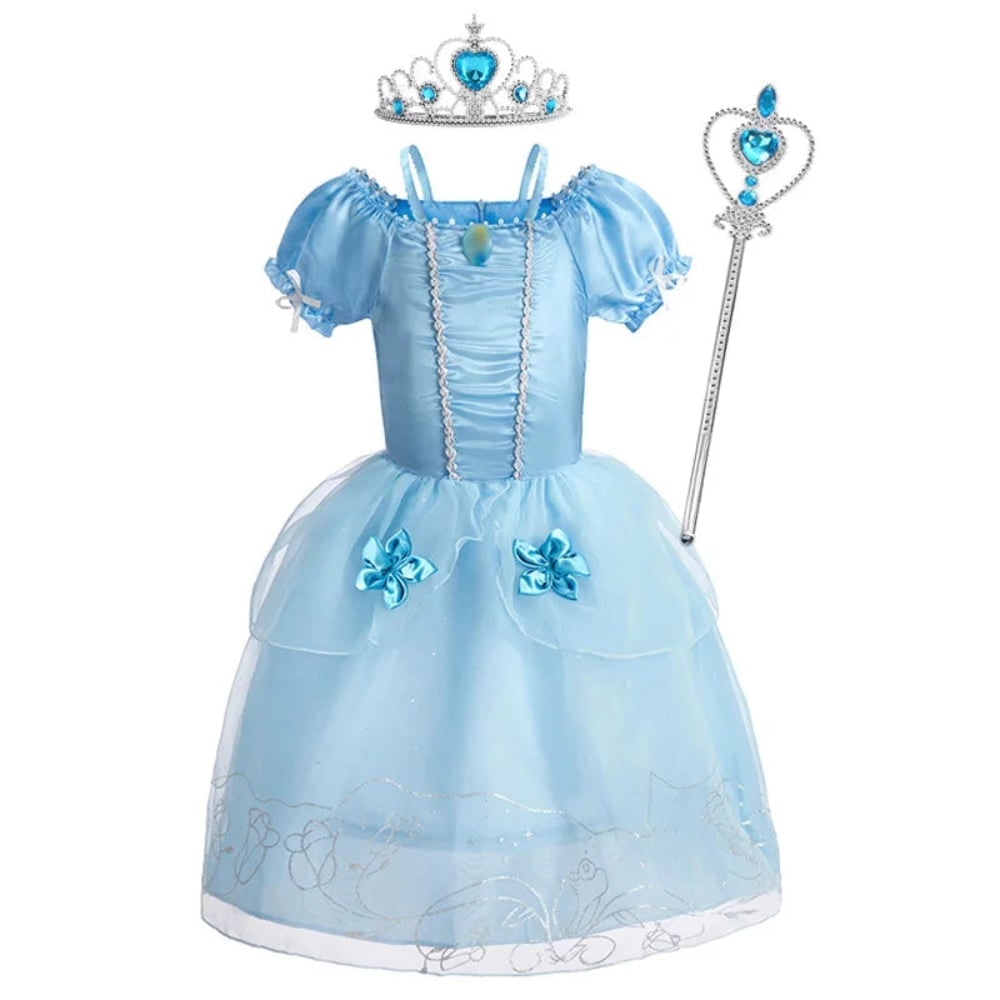 Halloween prinsessenkostuum en jurken voor meisjes voor verkleedspelletjes, tiara en handschoenen