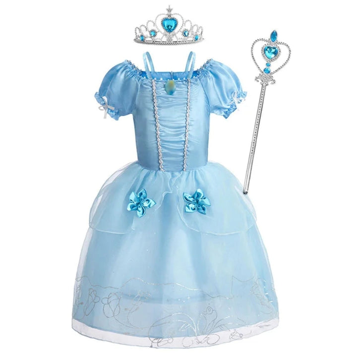 Halloween prinsessenkostuum en jurken voor meisjes voor verkleedspelletjes, tiara en handschoenen