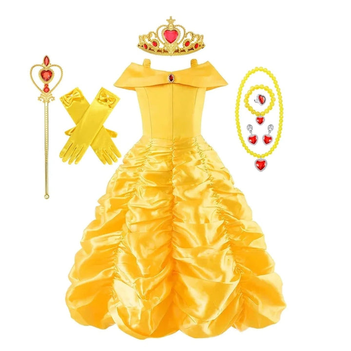 Halloween prinsessenkostuum en jurken voor meisjes met baljurk, tiara, scepter en accessoireset