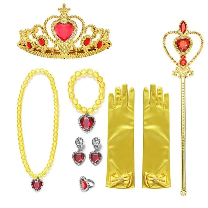 Halloween prinsessenkostuum en jurken voor meisjes met baljurk, tiara, scepter en accessoireset