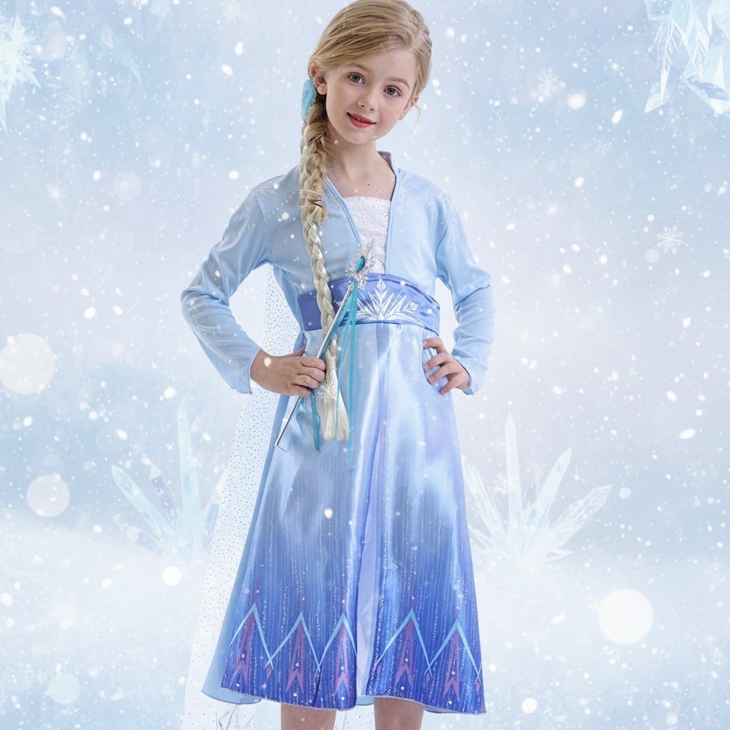 Halloween prinsessenkostuum jurk voor meisjes met cape en toverstaf accessoireset
