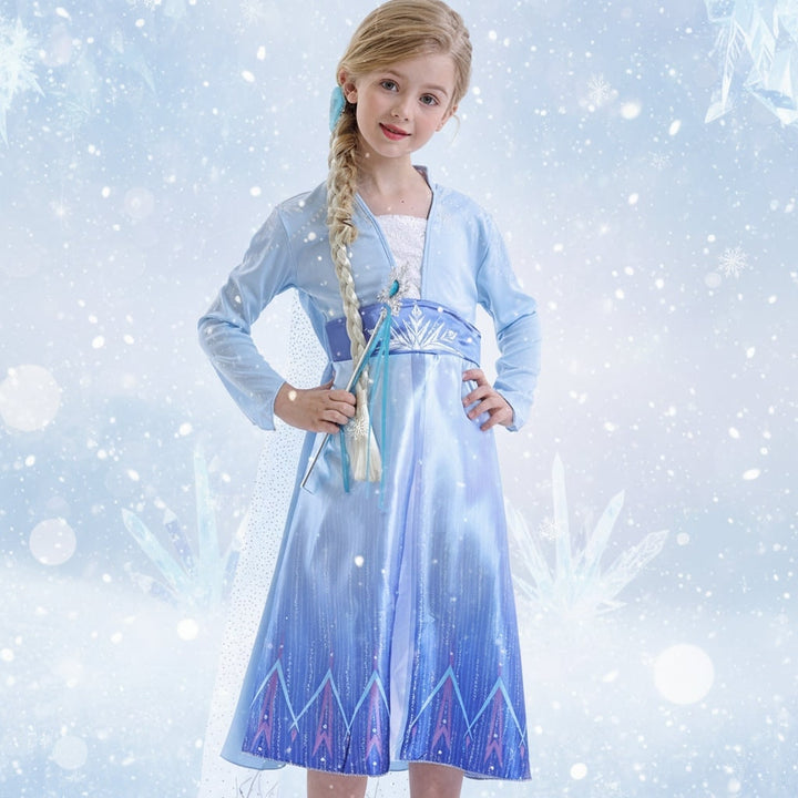 Halloween prinsessenkostuum jurk voor meisjes met cape en toverstaf accessoireset