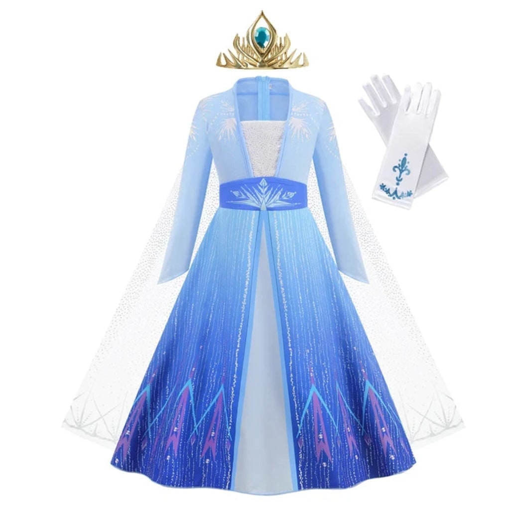 Halloween sprookjesprinses kostuumjurk voor meisjes met tiara, toverstaf en handschoenen
