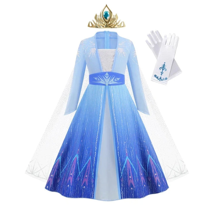 Halloween sprookjesprinses kostuumjurk voor meisjes met tiara, toverstaf en handschoenen