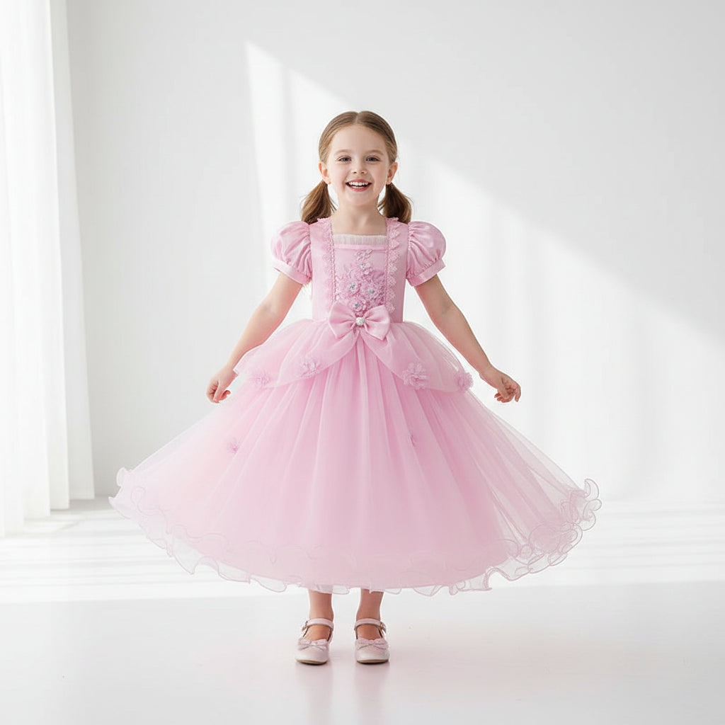 Halloween prinsessenjurk voor meisjes voor feestkostuum met pofmouwen en tulen rok