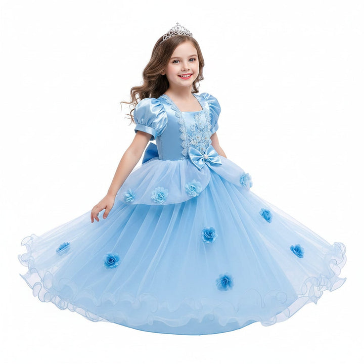 Halloween prinsessenjurk voor meisjes voor feestkostuum met pofmouwen en tulen rok