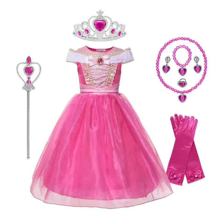 Halloween prinsessenjurk voor meisjes met accessoires en tiara
