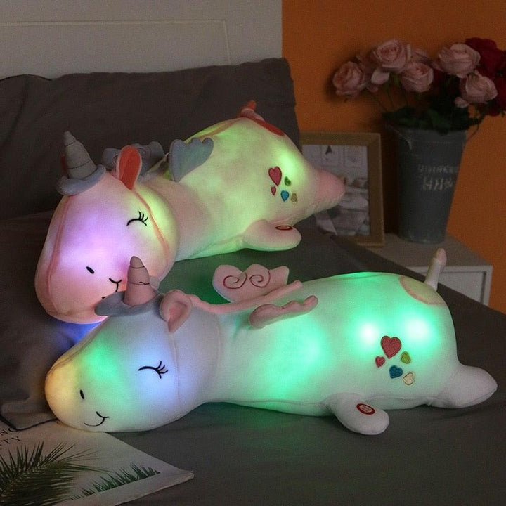 Lichtgevende pluche eenhoorn met ledfunctie – Glowie