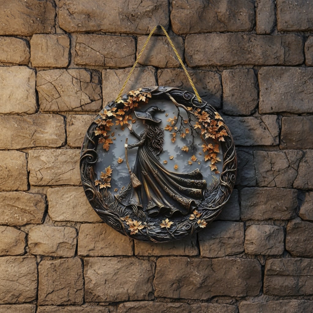 Halloween 3D-reliëf wandpaneel decoratie met knoestige takkenrand en gedraaid touwophangoog voor thuis