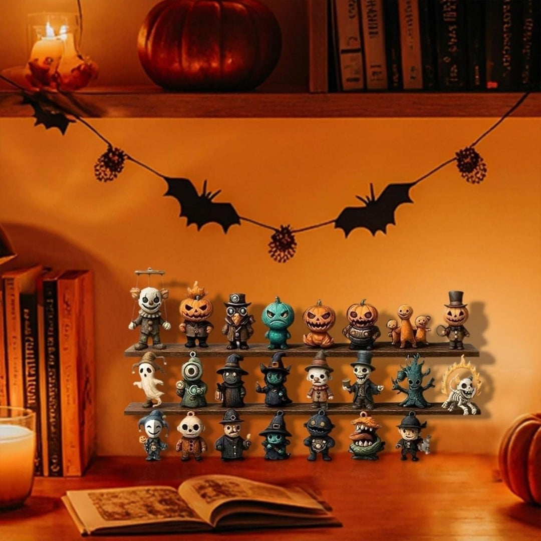 Halloween-adventskalender aftelldecoratie met spookachtige miniatuurfiguurtjes