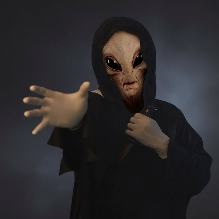 Halloween alienmasker volledig hoofd latex griezelig voor volwassenen kostuumfeest ruimte