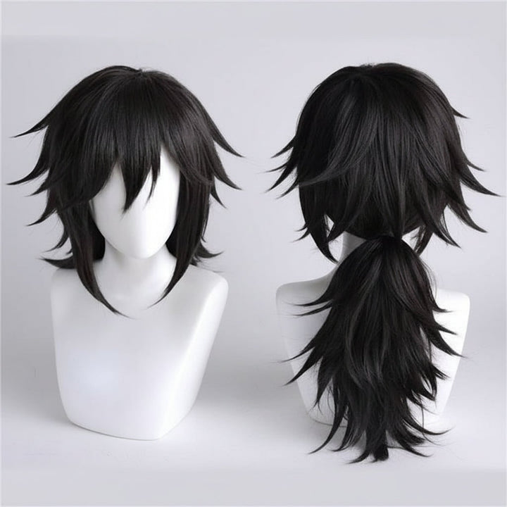 Halloween-anime-cosplaykostuum met personage-haorijas, oplichtend en met stekelpruik