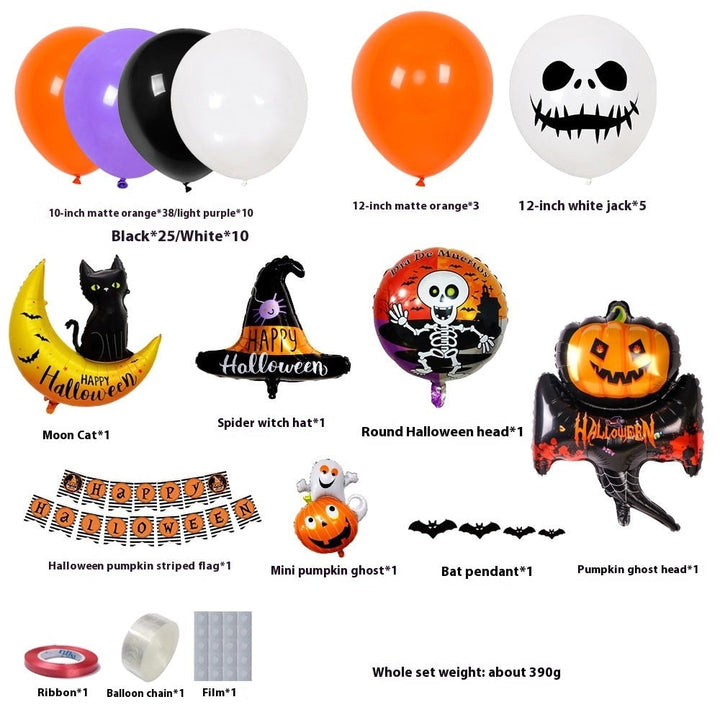 Halloween ballonnenboog set met folieslinger en tape decoratie voor feest, herbruikbaar
