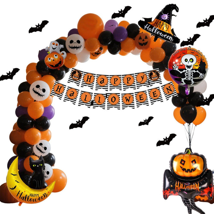 Halloween ballonnenboog set met folieslinger en tape decoratie voor feest, herbruikbaar