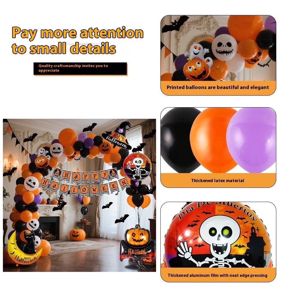 Halloween ballonnenboog set met folieslinger en tape decoratie voor feest, herbruikbaar