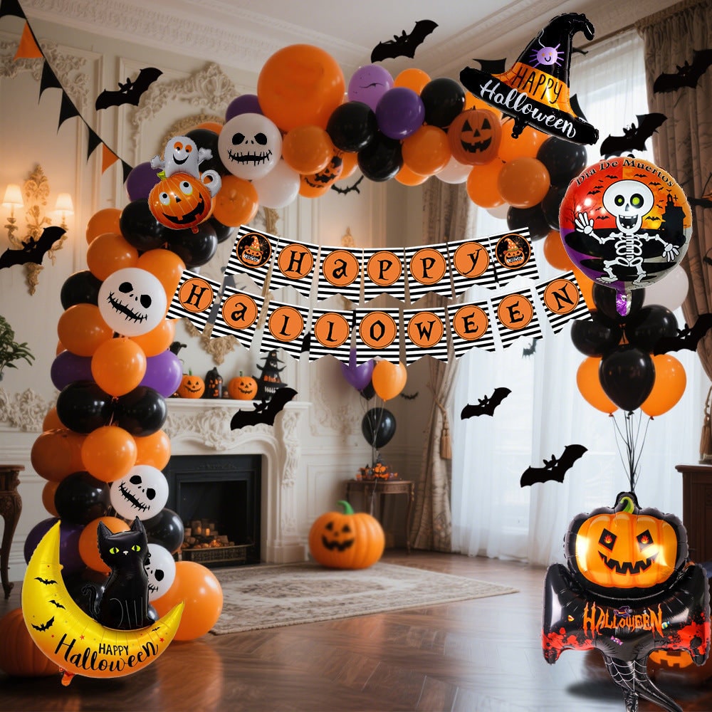 Halloween ballonnenboog set met folieslinger en tape decoratie voor feest, herbruikbaar