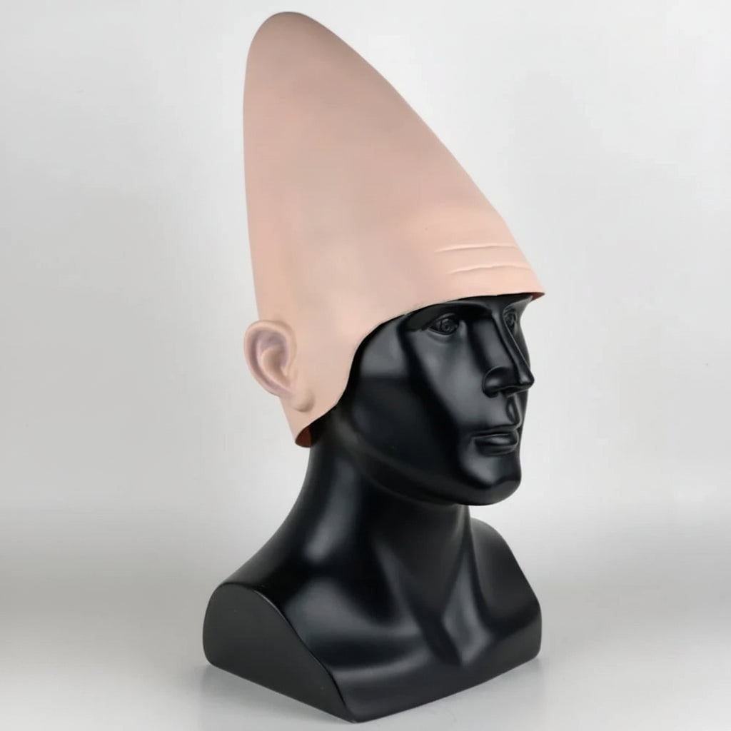 Halloween conehead kostuummasker met griezelige gevormde oren en voorhoofdsrimpels latex hoofdstuk