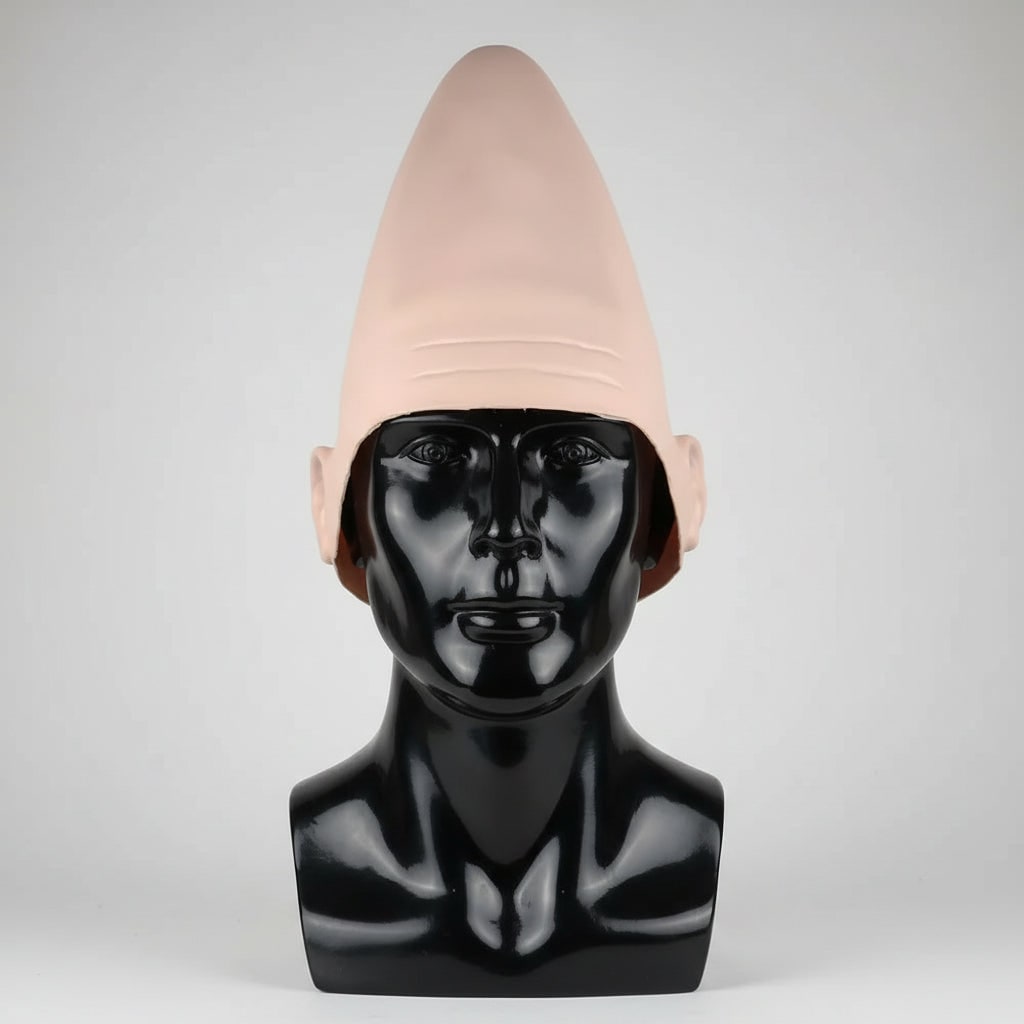 Halloween conehead kostuummasker met griezelige gevormde oren en voorhoofdsrimpels latex hoofdstuk