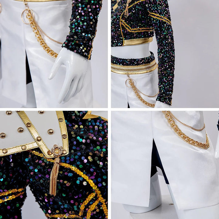 Halloween cosplay cheerleaderkostuum en outfit, tweedelige set met cropped top en plissérok