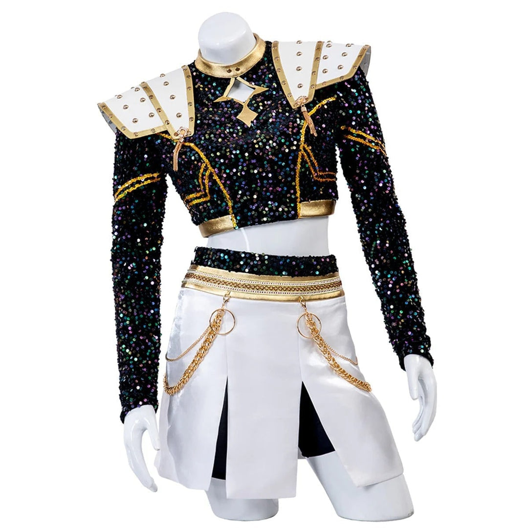 Halloween cosplay cheerleaderkostuum en outfit, tweedelige set met cropped top en plissérok