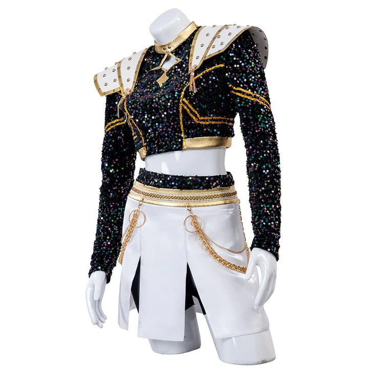 Halloween cosplay cheerleaderkostuum en outfit, tweedelige set met cropped top en plissérok
