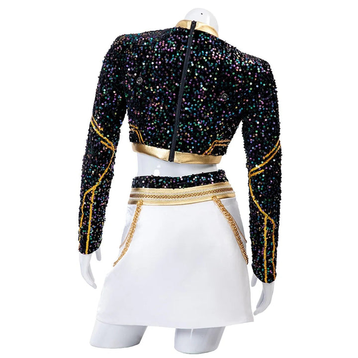 Halloween cosplay cheerleaderkostuum en outfit, tweedelige set met cropped top en plissérok