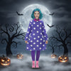 Halloween-cosplaykostuum personage-jurk met stippenpatroon en ronde kraag