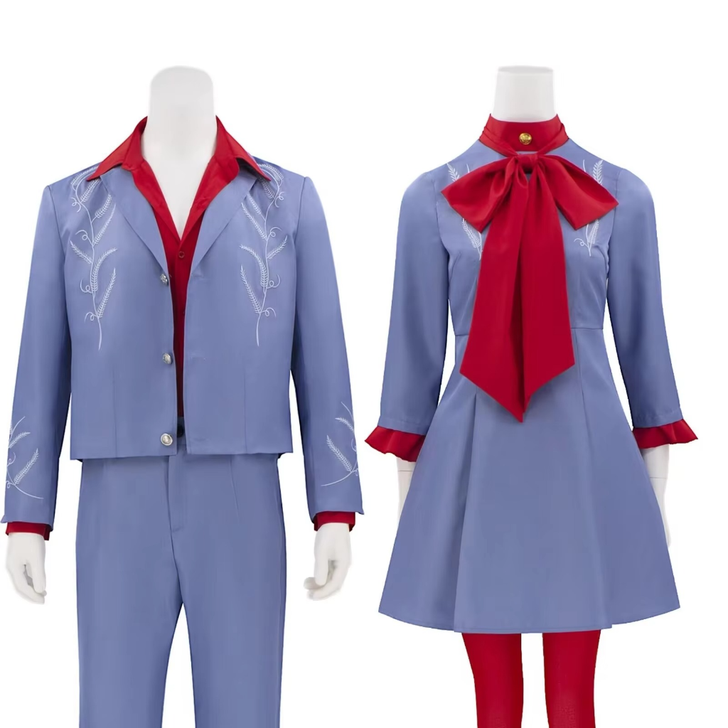 Halloween cosplaykostuum, anime-jurk met rode strik en panty voor feesten en evenementen
