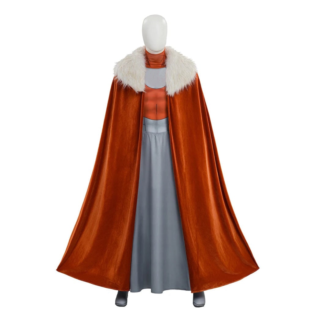 Halloween-cosplaykostuumset met sciencefiction-rok met harnasprint en cape