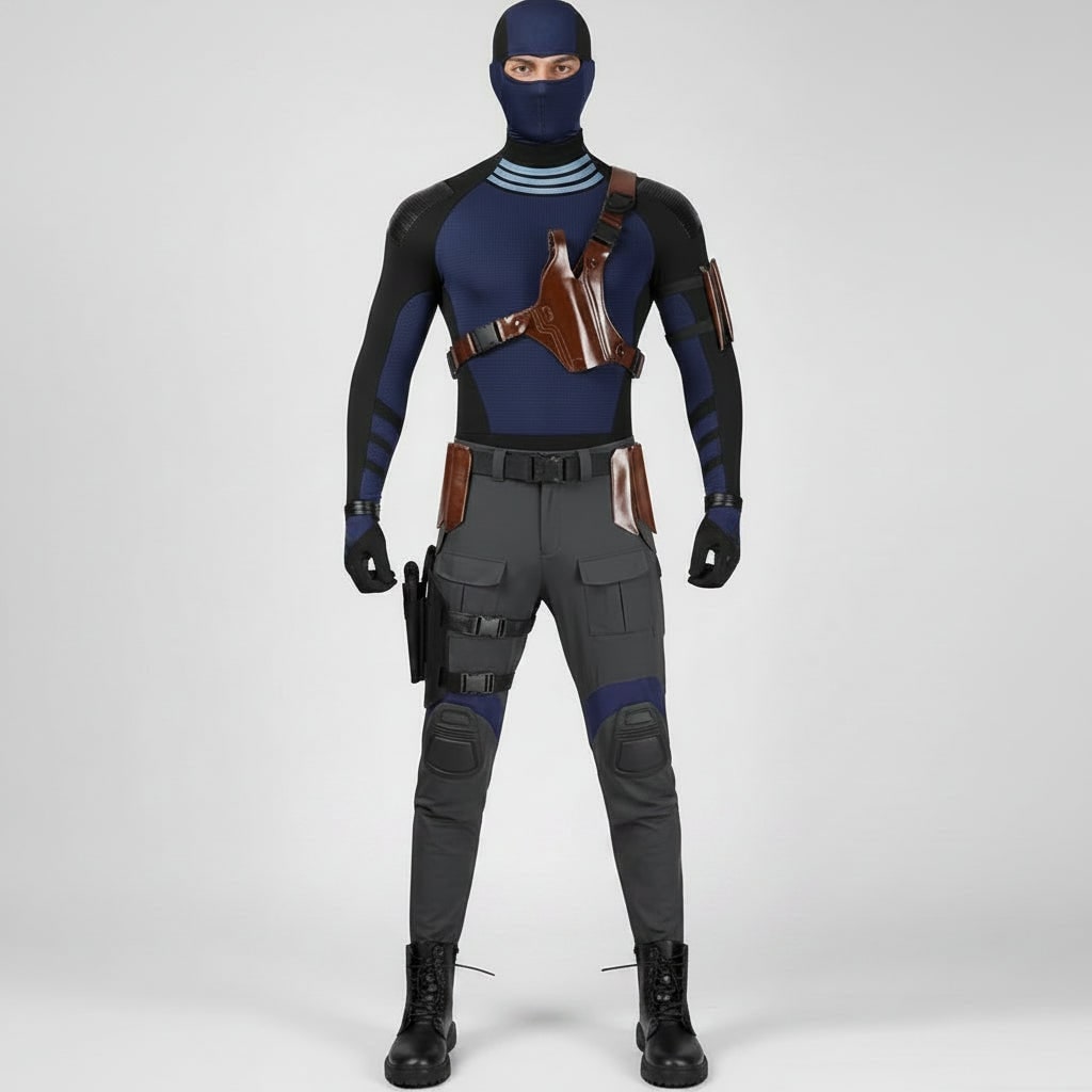 Halloween cosplay superheldenkostuumset met tactisch masker, harnas en handschoenen
