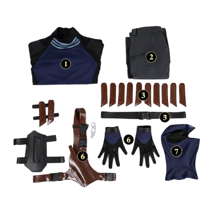 Halloween cosplay superheldenkostuumset met tactisch masker, harnas en handschoenen