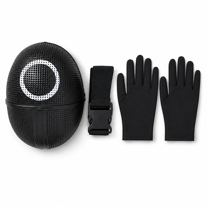 Halloweenkostuum rode jumpsuit met capuchon en riem voor cosplayfeestjes en verkleden