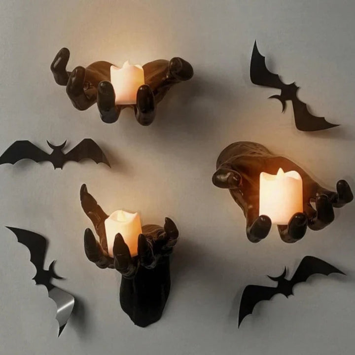 Halloween griezelige hand wandkandelaar en kandelaarstandaard voor gothic decoratie