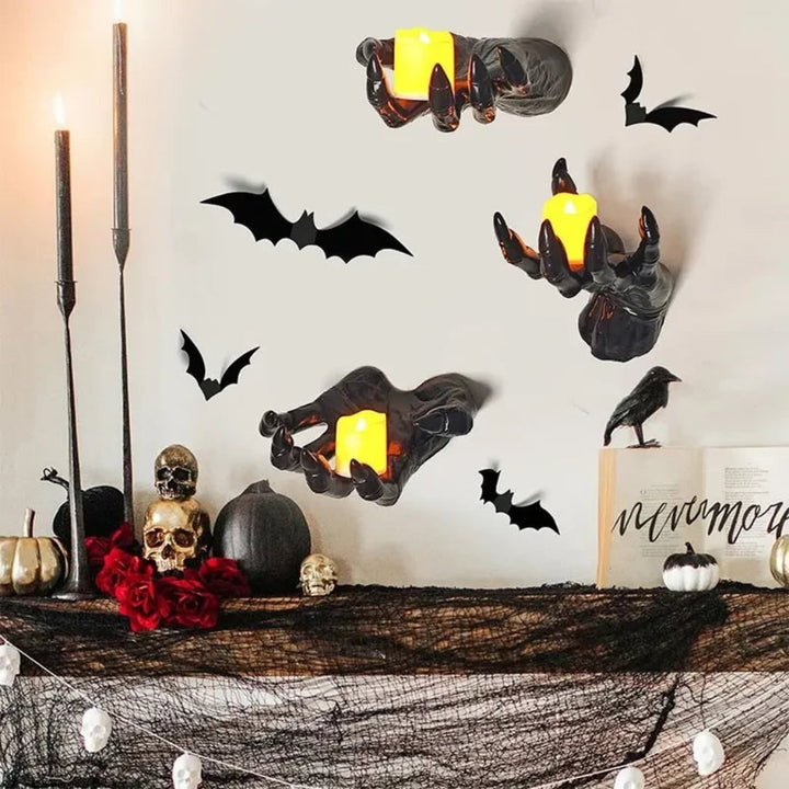 Halloween griezelige hand wandkandelaar en kandelaarstandaard voor gothic decoratie