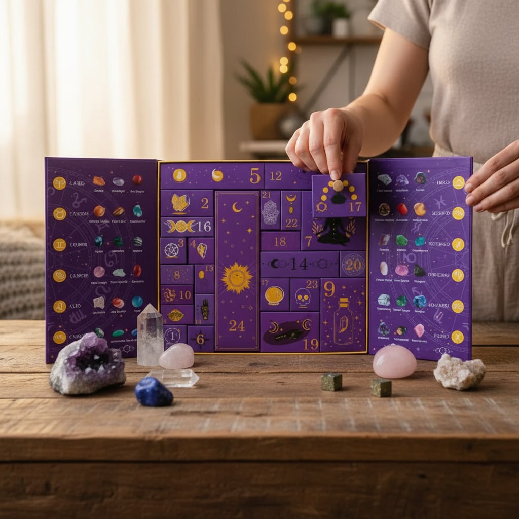 Halloween kristallen adventskalender 24 dagen aftelbox met edelstenen en hemelse decoraties