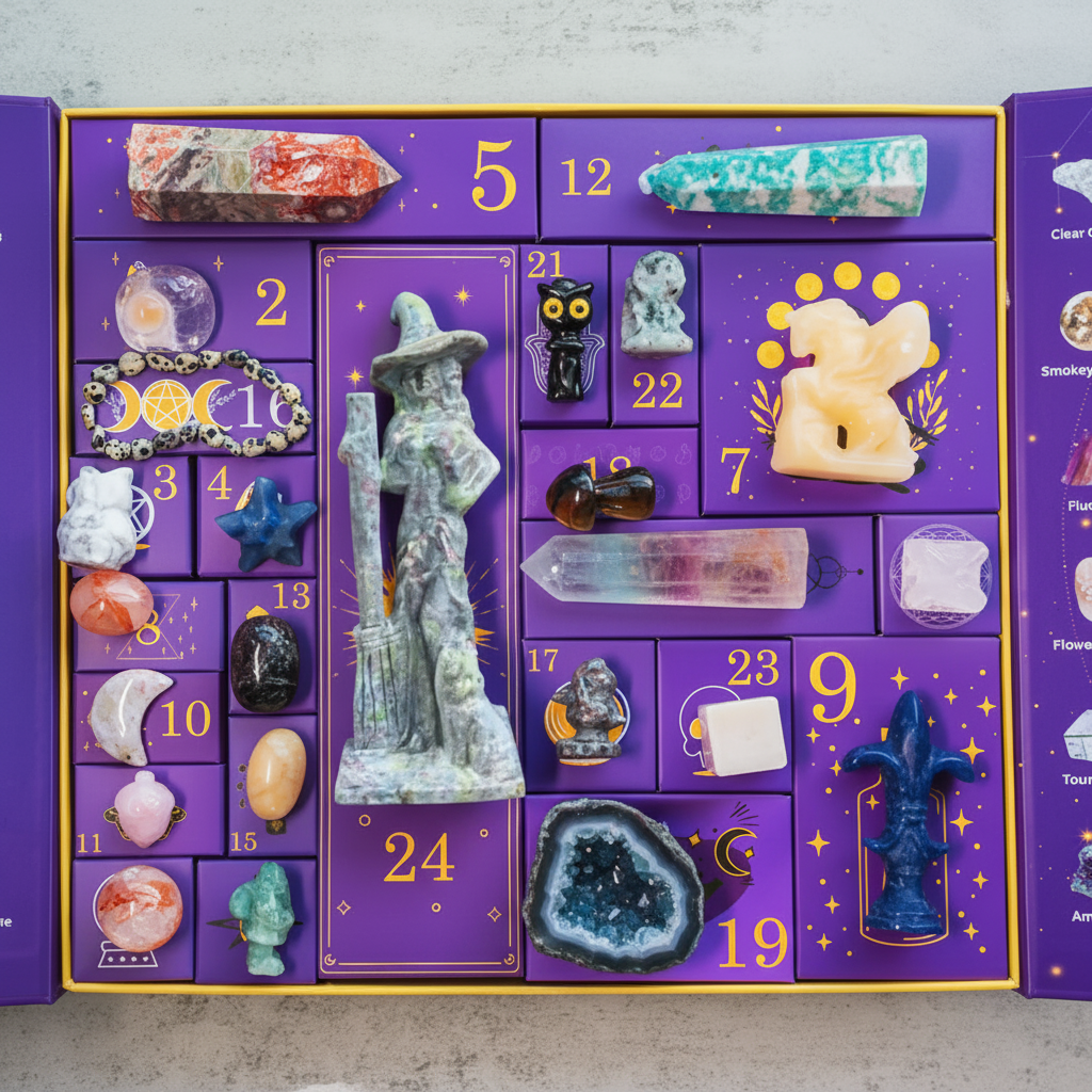 Halloween kristallen adventskalender 24 dagen aftelbox met edelstenen en hemelse decoraties