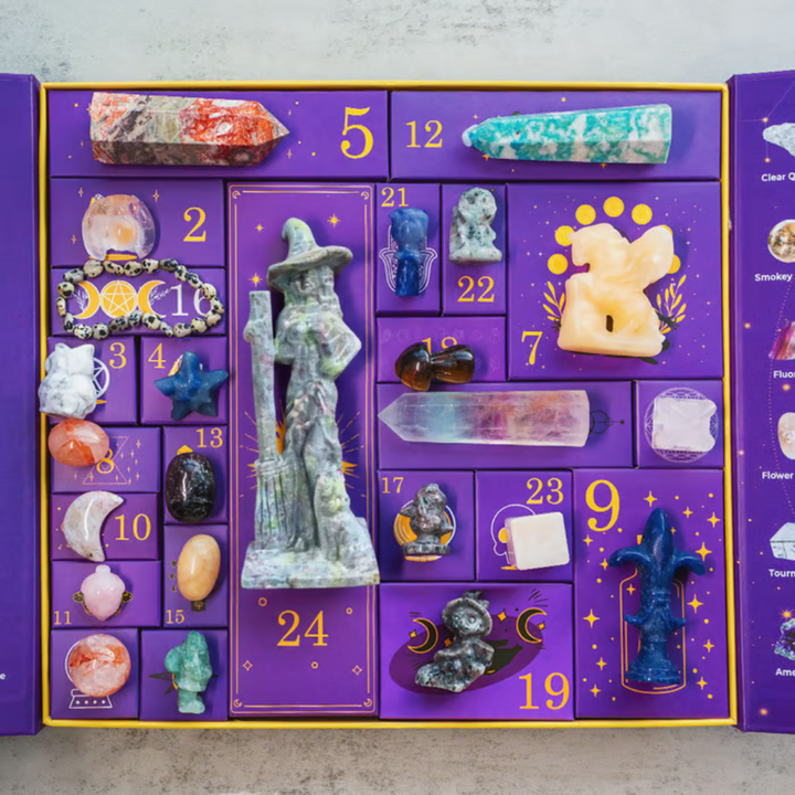 Halloween-kristaladventskalender met 24 edelsteenvakjes
