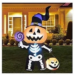 Halloween-decoratie opblaasbare pompoenlantaarn-skelet met ledverlichting voor tuin en feest als decorstuk