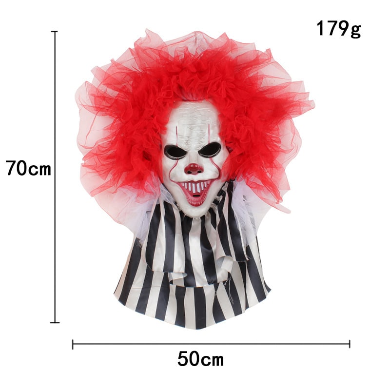 Halloween buitendecoratie deurhanger enge clown krans voordeurdecoratie met verlichting