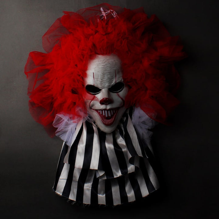 Halloween buitendecoratie deurhanger enge clown krans voordeurdecoratie met verlichting