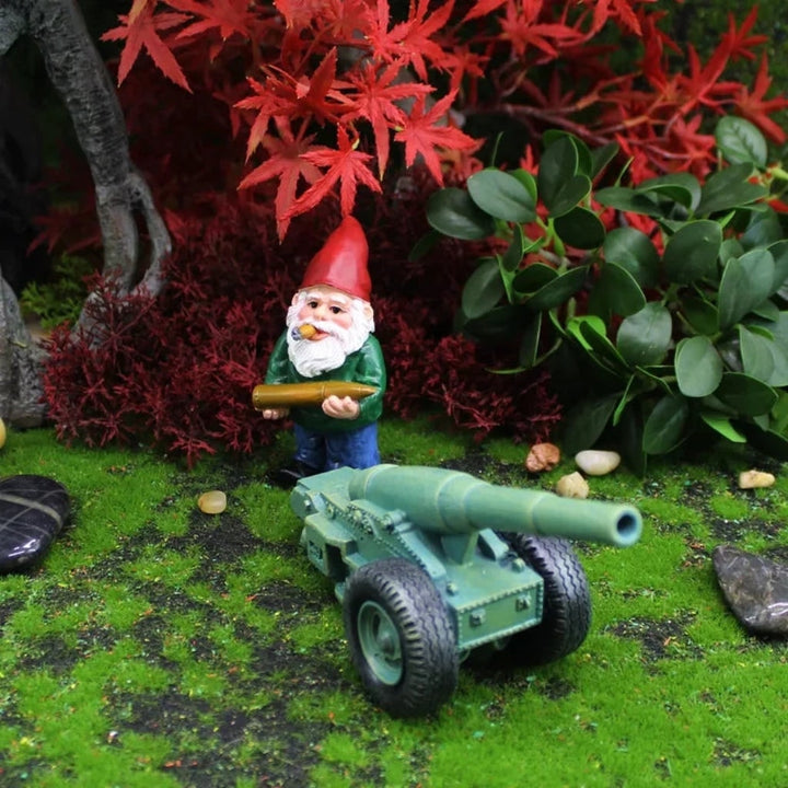 Halloween grappig tuinkabouterfiguurtje met kanon, miniatuurset van hars, solar