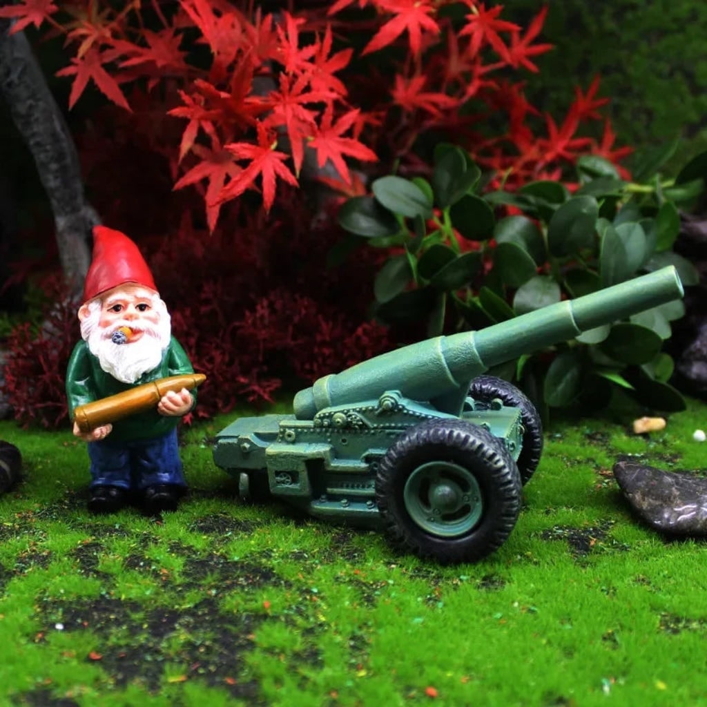 Halloween grappig tuinkabouterfiguurtje met kanon, miniatuurset van hars, solar