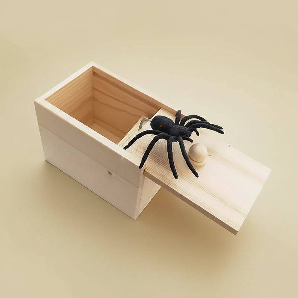 Halloween grapcadeaudozen grappige prank spinnendoos met schrikmechanisme houten verrassing
