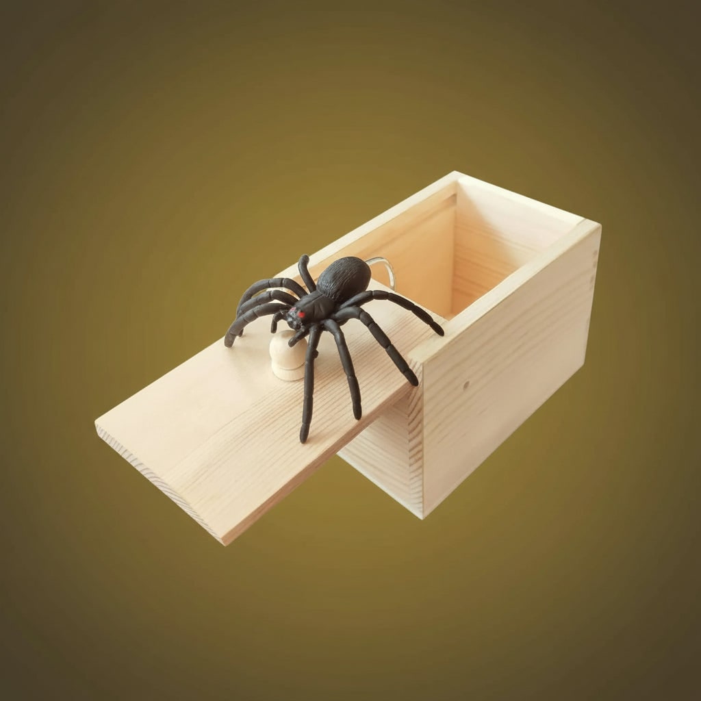 Halloween grapcadeaudozen grappige prank spinnendoos met schrikmechanisme houten verrassing