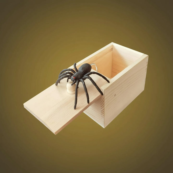 Halloween grapcadeaudozen grappige prank spinnendoos met schrikmechanisme houten verrassing