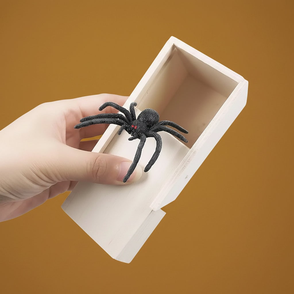 Halloween grapcadeaudozen grappige prank spinnendoos met schrikmechanisme houten verrassing
