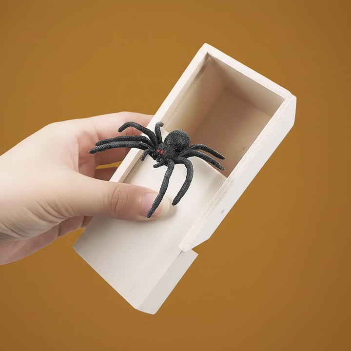 Halloween grapcadeaudozen grappige prank spinnendoos met schrikmechanisme houten verrassing
