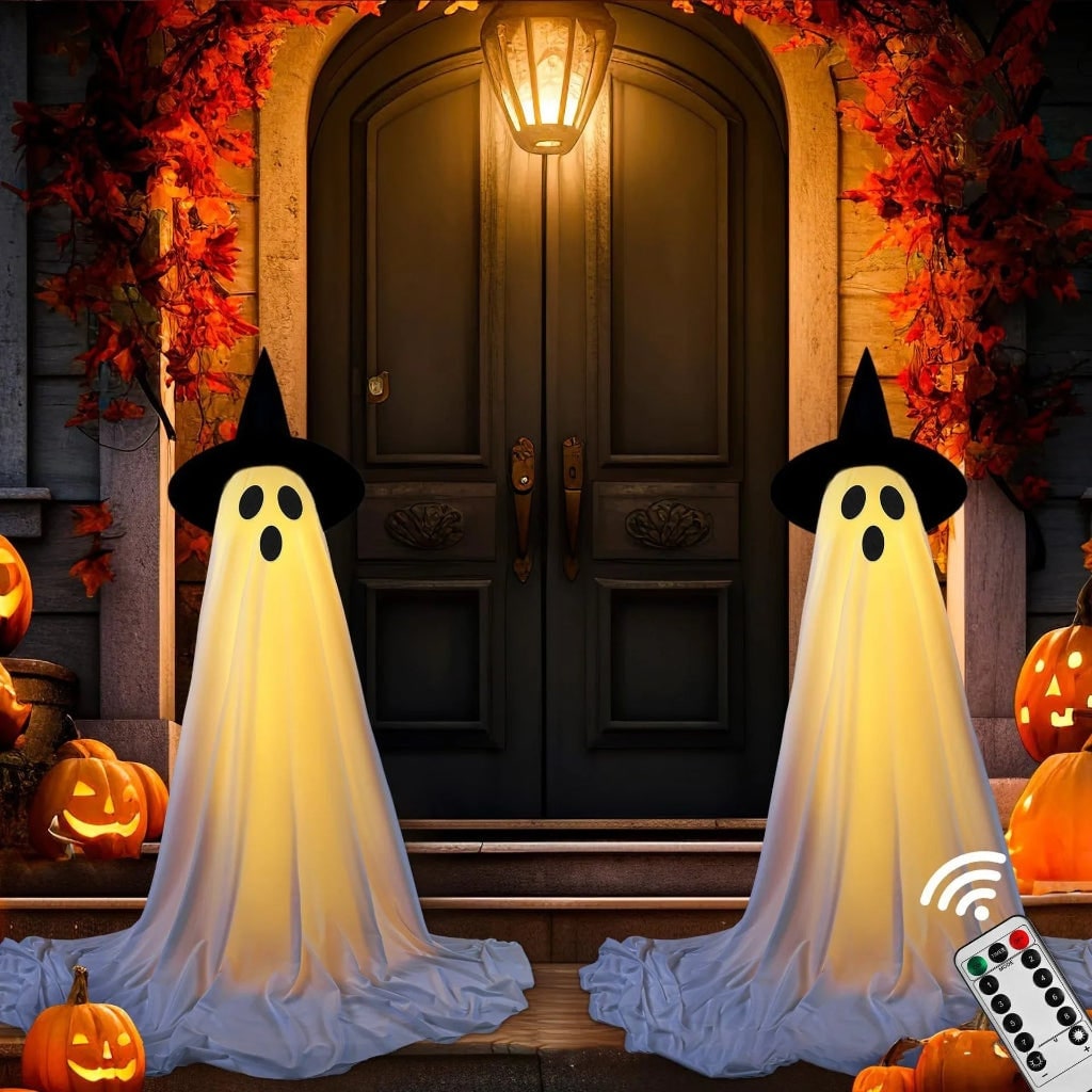 Halloween spookdecoratie opblaasbaar met LED-verlichting voor buitenfeest