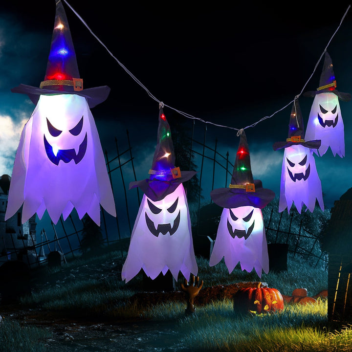 Halloween spookdecoratie met verlichting, ophangbaar met LED-lichtsnoer voor feestdecoratie